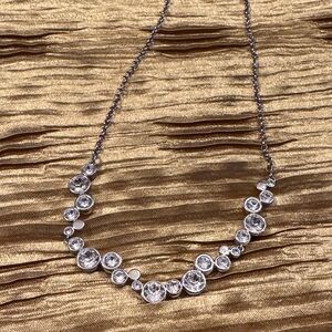 Touchstone Elegant Silver Necklace with Swarovski Crystals
